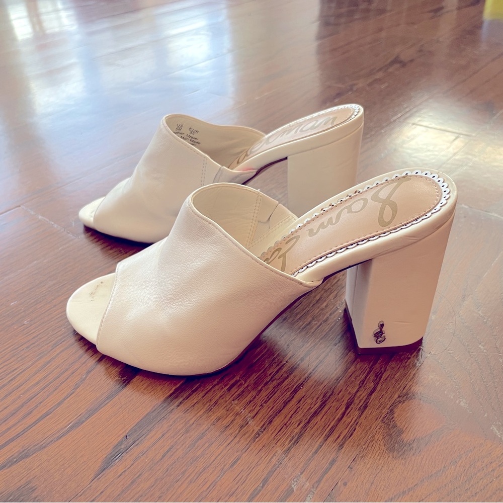 Sam Edelman white mule heels
